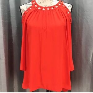 Daniel Rainn Coral Cold Shoulder Top Size Small